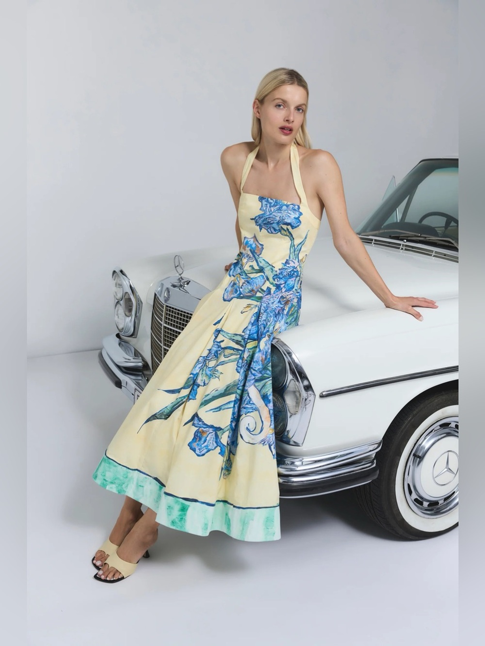 ANTIPODEAN Homecoming Iris Floral Print Halter Gown 100% Cotton AU8/UW4 NWT